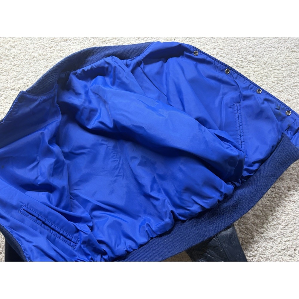 Vintage Letterman Tigers Liberty Navy Blue Wool Leather Jacket Men's Large - Picture 9 of 9